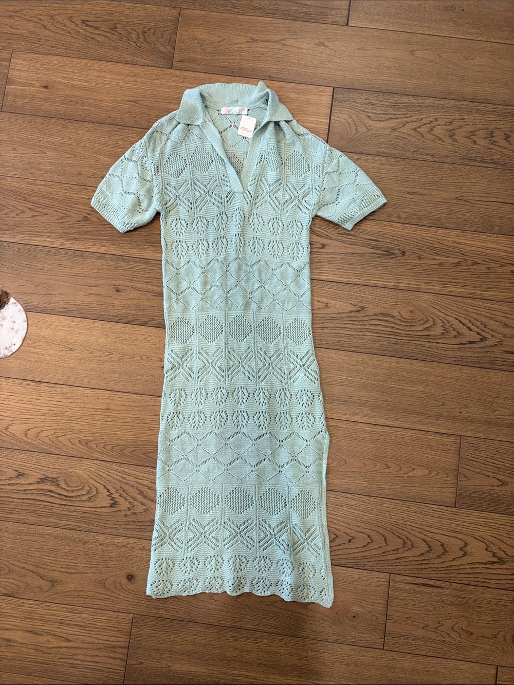 Free People Islamorada Fauxchet Sweater Maxi Dress in mint green